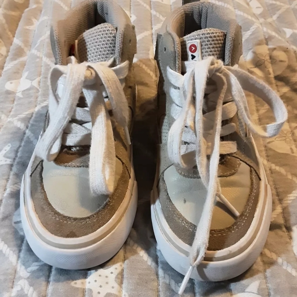 Kids High-Top Sneakers - Cream and Tan